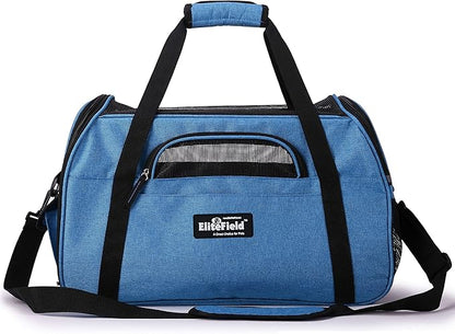 EliteField Soft Sided Pet Carrier (3 Year Warranty, Airline Approved), Multiple Sizes and Colors Available (17" L x 9" W x 12" H, Sapphire Blue)