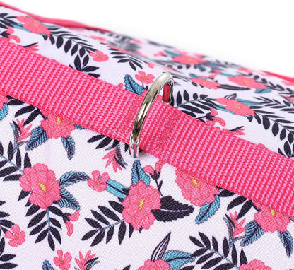 Mile High Life Dog Harness, Air Mesh Floral Vest Harness for 20 lbs Small Dogs & Cats, Easy Get on Adjustable Easy Closures Both Neck and Chest(Peony, M Chest 18"-20")