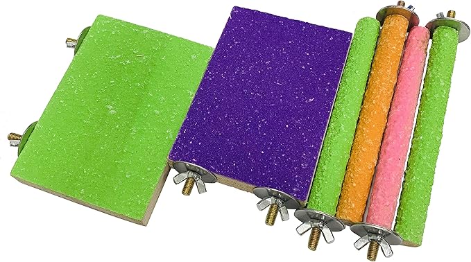 Hamiledyi 6 PCS Bird Perch Stand Toy Wood Parrot Paw Grinding Stick Perch Stand Platform Parakeet Cage Accessories Exercise Toys for Budgies Cockatiel Conure