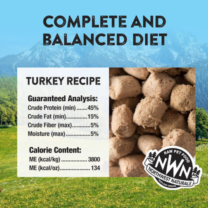 Northwest Naturals Freeze-Dried Turkey Cat & Kitten Food – Bite-Sized Nibbles – Healthy, Limited, Human-Grade Ingredients, All-Natural, High-Protein Raw Diet – Complete & Balanced, Made in USA, 11 oz