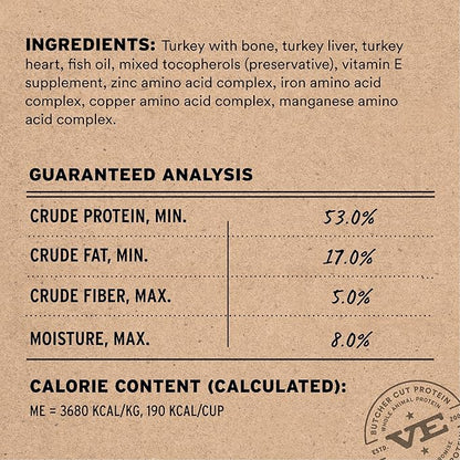 Vital Essentials Freeze-Dried Raw Turkey Meal or Mixer Dog Food Crunchy Mini Nibs, 25 oz