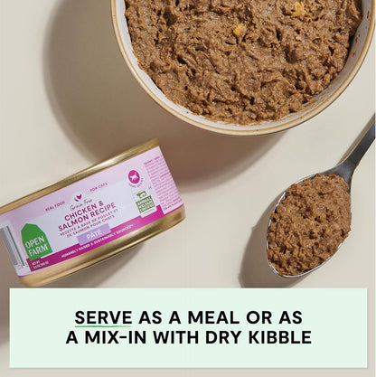 Open Farm Canned Cat Food, Pate for Complete & Balanced Nutrition, Grain Free and Legume-Free Wet Cat Food, Chicken & Salmon Recipe, 2.8oz Cans (Case of 18)