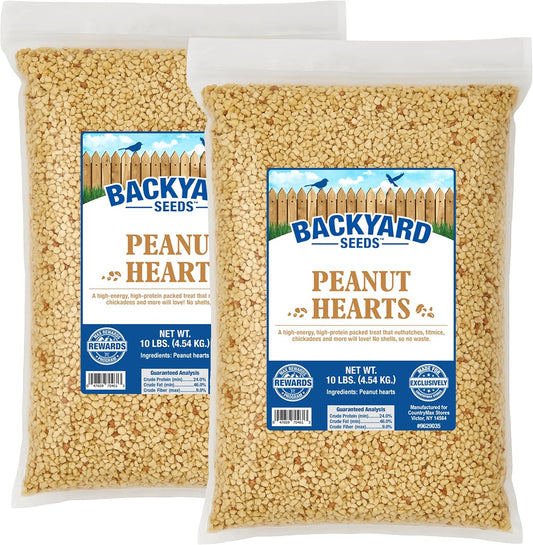 Backyard Seeds Peanut Hearts for Wild Birds – Premium Shelled Peanuts Bird Food – High-Energy Feed for Woodpeckers, Blue Jays, Nuthatches, Chickadees & More (20 Pounds)