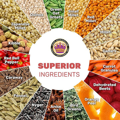 LEACH GRAIN & MILLING CO. Parakeet Cuisine Bird Food, 4 lb Bag Premium Parakeet Seed Mix with Grains, Millet, and Nutrients, Healthy Daily Diet for Parakeets, Budgies, Small Parrots & Pet Birds