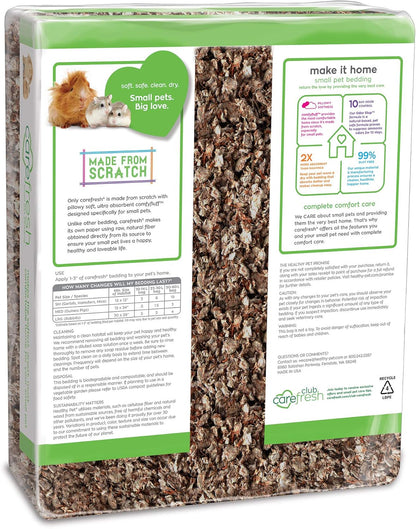 Carefresh 99% Dust-Free Natural Paper Small Pet Bedding with Superior 10 Day Odor Control & Absorption, for Guinea Pigs, Hamsters, Rabbits, & Rats, 60 L