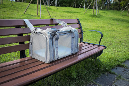 Soft Sided Carrier for Small Medium Cats Dogs,Removable Pad Collapsible Travel Pet Carrier Large Grey