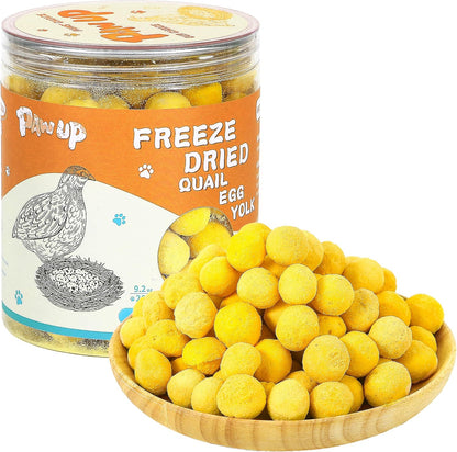 PAWUP Freeze Dried Cat & Dog Treats, Natural Quail Egg Yolk, Single Ingredient, High-Protein Pet Snacks for Skin & Coat Health, No Artificial Additives, 9.2 oz