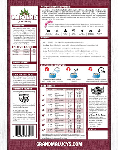 Grandma Lucy's Macanna Beef Dog Food - 8lb