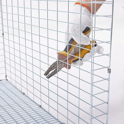 Metal Small Animal Feeder with Lid, Heavy Duty, Large Capacity Food Dispenser, Great for Rabbits, Guinea Pigs, Chinchillas and Other Small Animals (7.4 inch, Green)