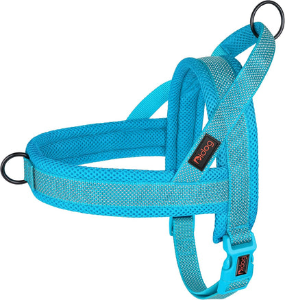 Didog No Pull Dog Harness with Breathable Mesh Padded, Full Reflective & Quick Fit Adjustable Vest Harness, Easy for Training Walking for Small & Medium and Large Dogs (Blue, L:Chest 26-32")