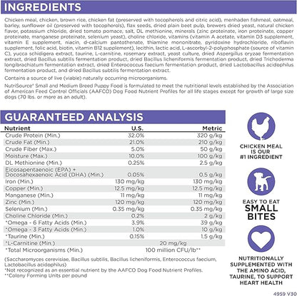 NutriSource Puppy Food, Made with Chicken Meal and Rice, Small Breed, with Wholesome Grains, 30LB, Dry Dog Food