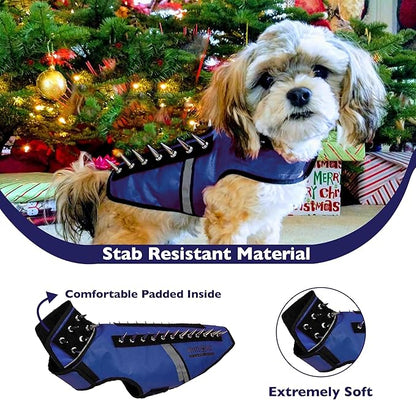 CoyoteVest SpikeVest Dog Harness Vest for Small Dogs, Reflective Dog Vest with Spikes to Shield Your pet from Coyotes, Raptor and Animal Attacks, Anti Hawk Vest, Made in USA (S-Royal Blue)