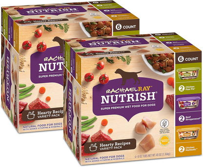 Nutrish Rachael Ray Wet Dog Food Variety Pack Hearty Recipes, 6-8 oz. Tubs, 2 Count