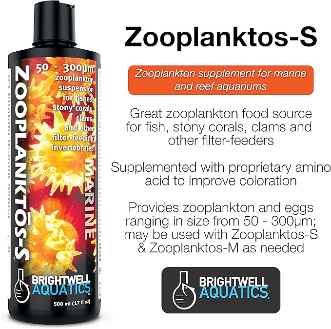 Brightwell Aquatics ZooPlanktos S - Liquid Zooplankton Food Supplement for Marine and Reef Aquariums, 125-ml