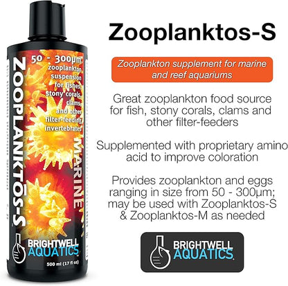 Brightwell Aquatics ZooPlanktos S - Liquid Zooplankton Food Supplement for Marine and Reef Aquariums, 125-ml