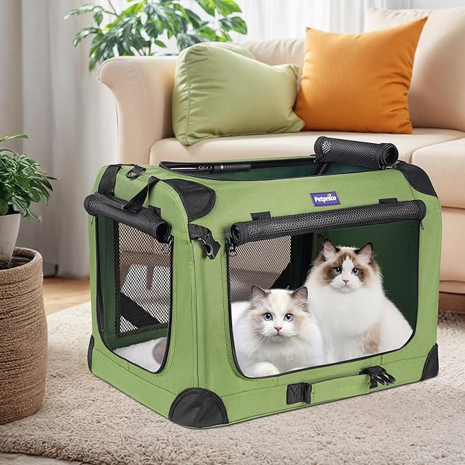 Petprsco Large Cat Carrier for 2 Cats Small Medium Dogs, Soft Pet Carrier 24x17x17 for Traveling with Warm Blanket Foldable Bowl and Washable Pad