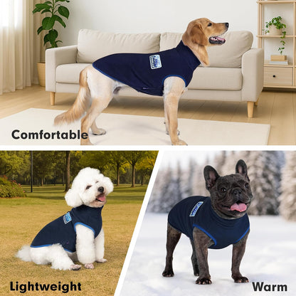 cyeollo 3XL Fleece Dog Sweater, Pullover Sweatshirt Stretchy Fleece Vest Warm Winter Fall Clothes for Large Dogs Boy Turtleneck Pet Apparel, Navy Blue XXXL