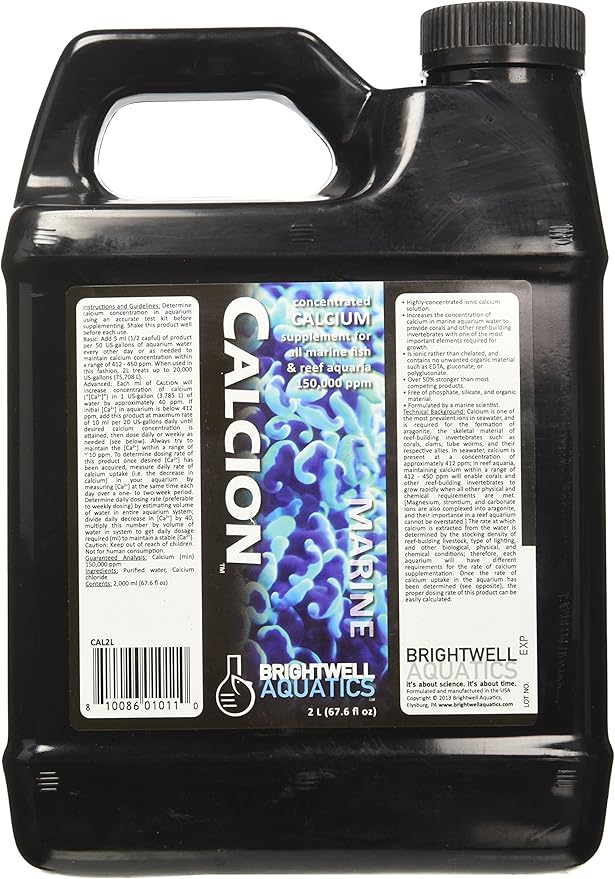 Brightwell Aquatics Calcion - Concentrated Ionic Calcium Supplement for Reef & Saltwater Aquariums Supports Coral Growth Aragonite Formation No Phosphate, 2L