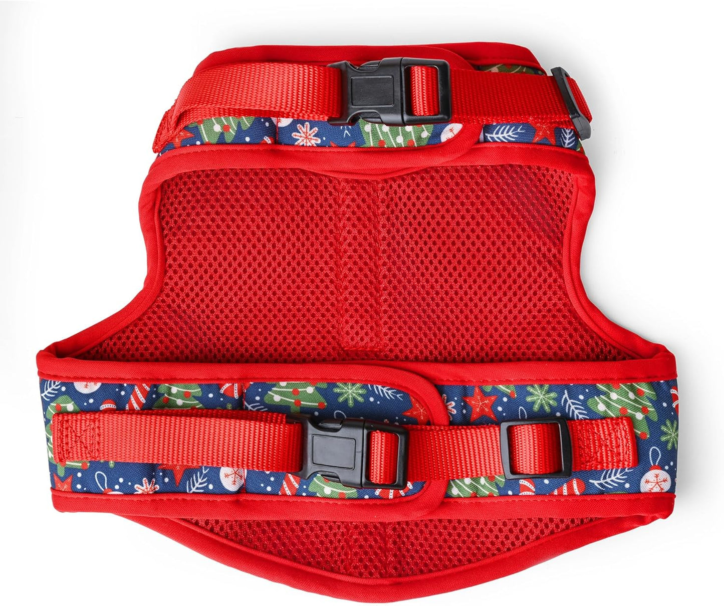 Mile High Life Velcro Dog Harness, Air Mesh Floral Vest Harness for 20 lbs Small Dogs & Cats, Easy Get on Adjustable Easy Closures Both Neck and Chest(Red Tree, M Chest 18"-20")