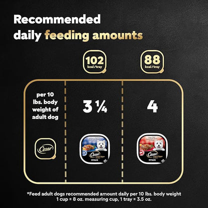 Cesar Wet Dog Food Loaf in Sauce Bacon Feast Variety Pack, 3.5 oz. Easy Peel Trays (12 Count, Pack of 2)