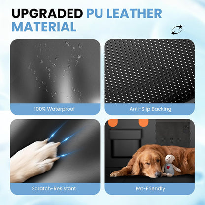 Dog Car Seat Cover for Back Seat, Hard Bottom Back Seat Extender for Dogs, Waterproof Dog Hammock for Truck Support to 400lbs, Car Seat Protector for Cars, Trucks, SUV, Jeep (Universal-PU-Orange)