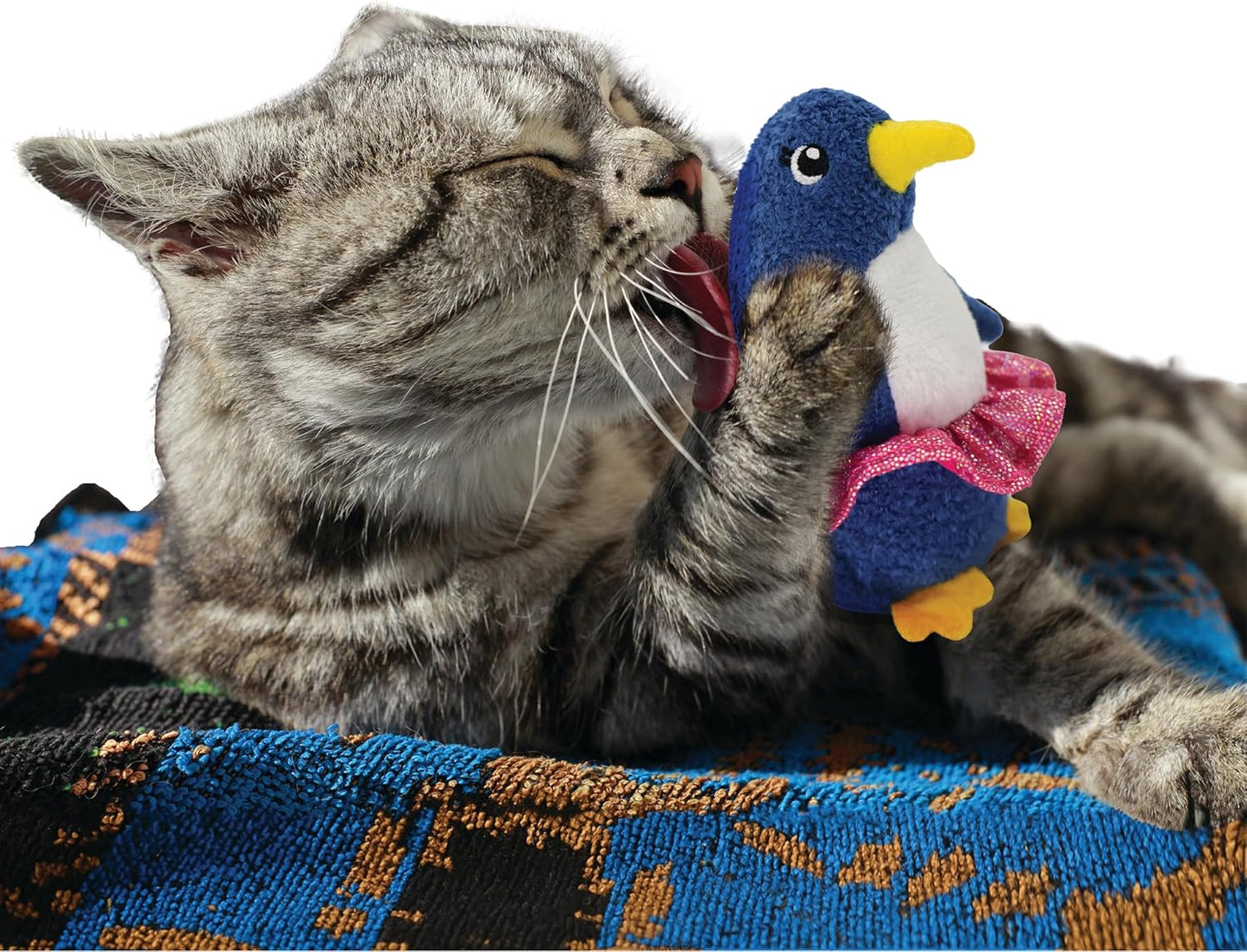 2 Pack Interactive Catnip and Feather Cat Toys, Circus Penguin and Seal Catnip Toys, Accessories for Indoor Cat, Catnip Plush Toys with Natural Feathers and Rattles