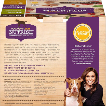 Nutrish Rachael Ray Wet Dog Food Variety Pack Hearty Recipes, 6-8 oz. Tubs, 2 Count