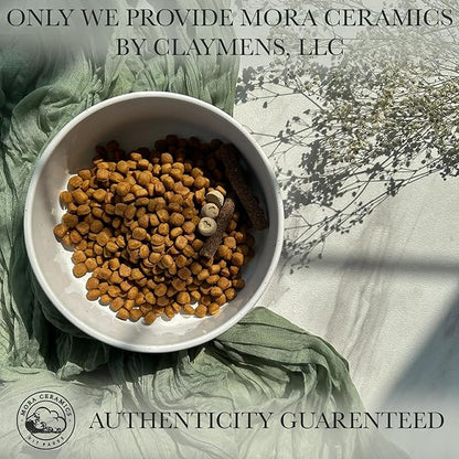 Mora Ceramic Pet Bowl - Large Food/Water Dish for Large Dogs, Cats, Great Dane, Mastiff - 50oz or 8 Cups - Basic Bowls - Vanilla White