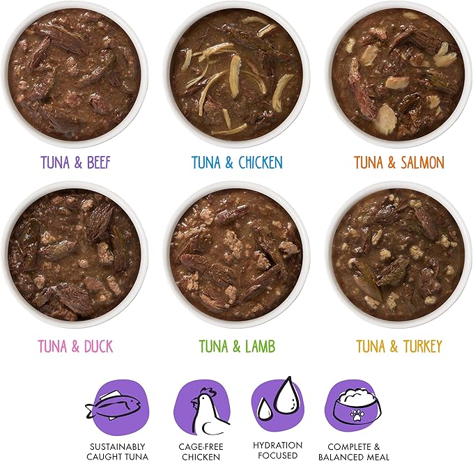 Weruva B.F.F. OMG - Best Feline Friend Oh My Gravy!, Rainbow A Gogo Variety Pack! Cat Food, 3oz Pouch (Pack of 12)