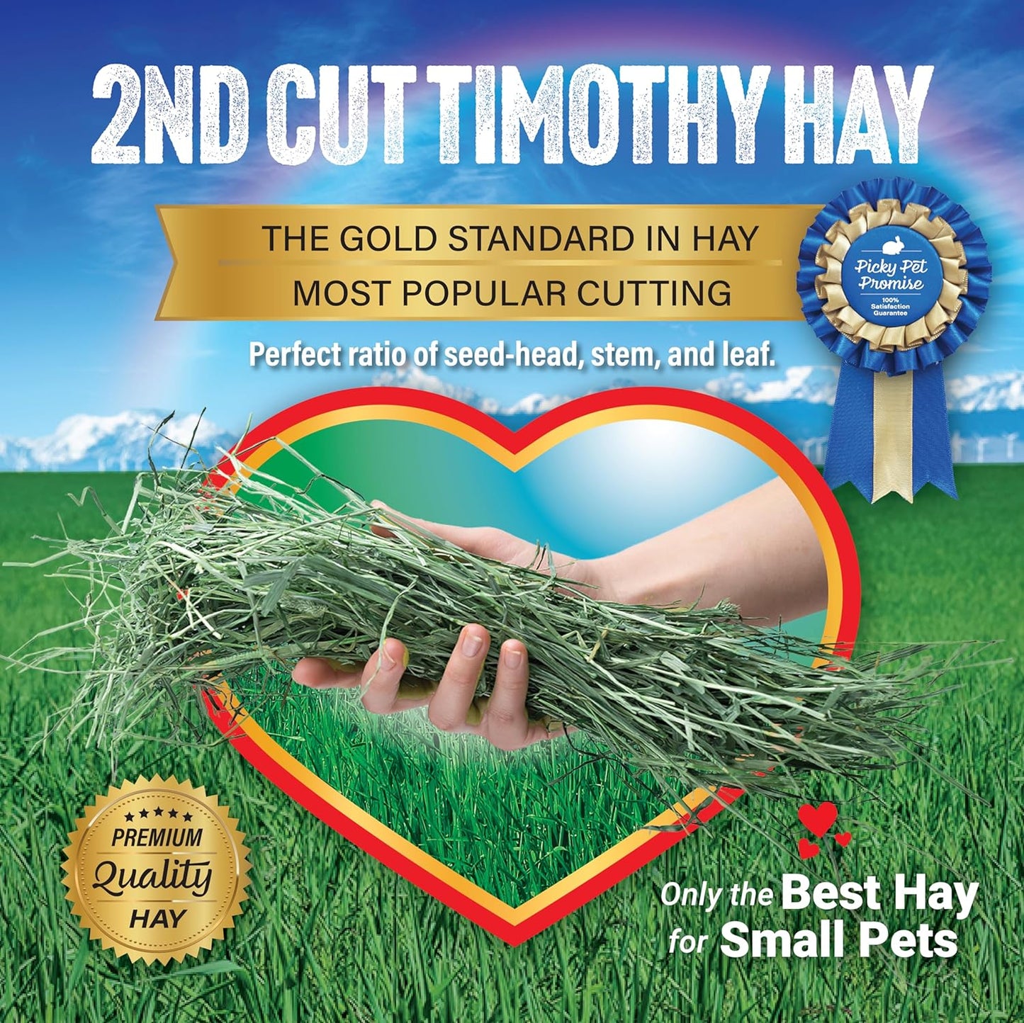 Small Pet Select 2nd Cutting Perfect Blend Timothy Hay, Food for Guinea Pig, Rabbit, Hamster, Bunny, Chinchilla, or Other Small Animals, Natural Hay Grown in The USA, 40lb