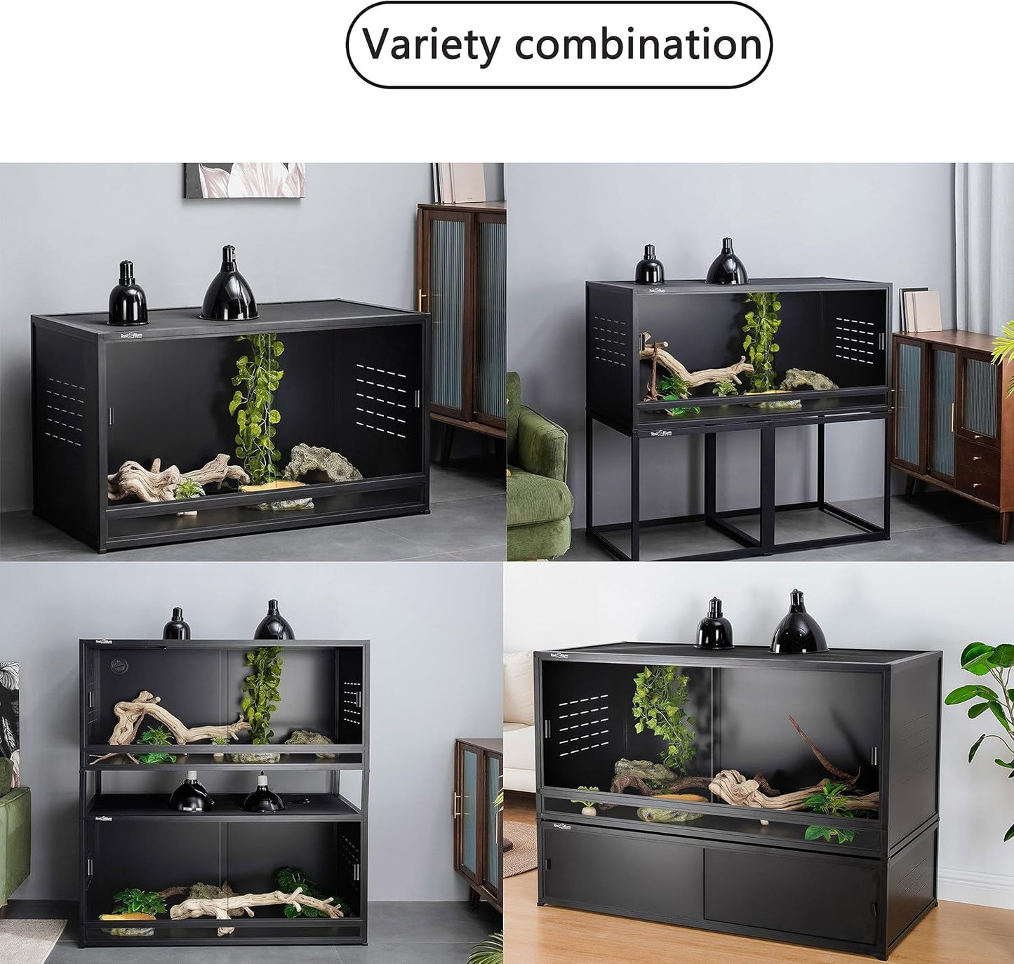 Reptile Terrarium 40''x16''x16'' ToxiRium Large PVC Reptile Enclosure 44 Gallons for Bearded Dragon Gecko Lizard Snake, Wide Breeding Vivarium Area with Sliding Doors Lock