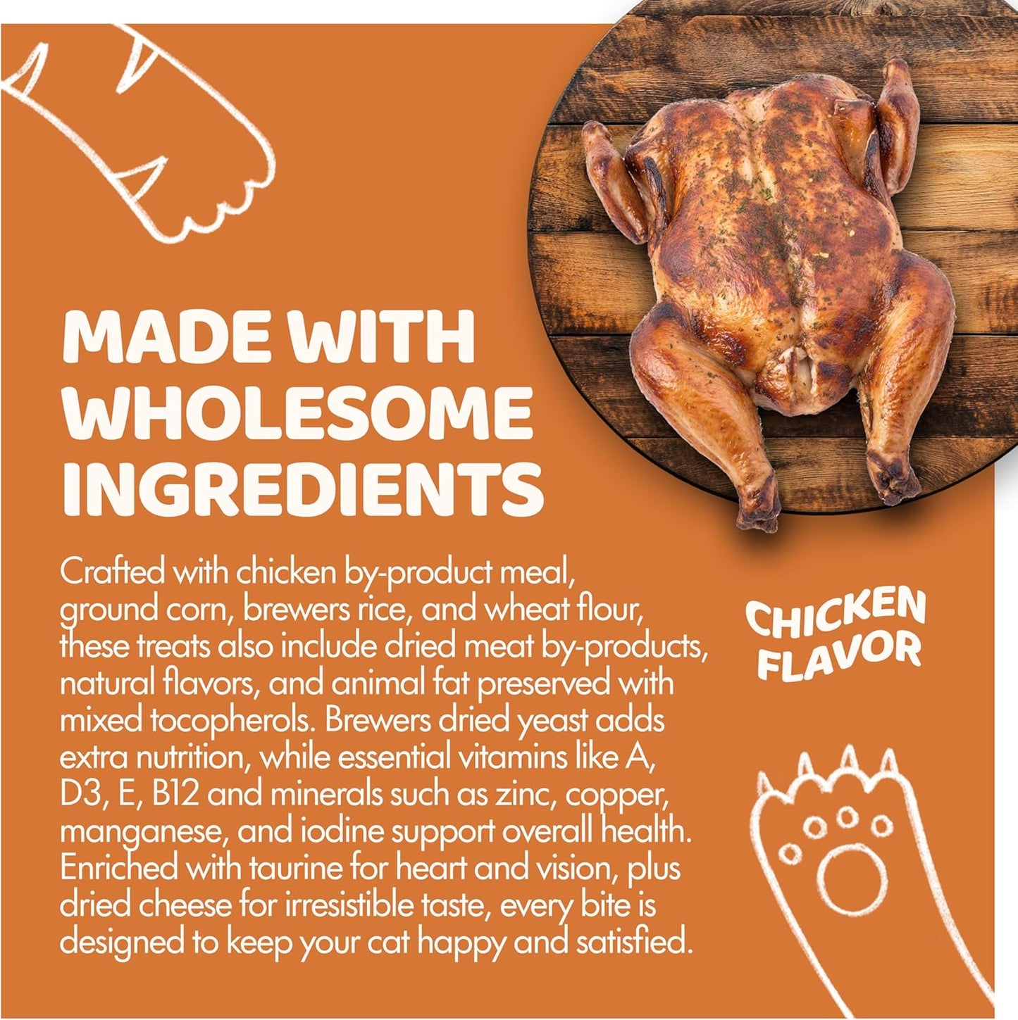 Crunchy Cat Treats – Dual‐Texture Crunch & Creamy Soft Feline Snack Bites for All Life Stages, Great for Training Treat Value Bags (1 Pound, Chicken)