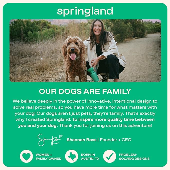 Springer by Springland Dog Water Bottle | Portable Travel Water Bottle Dispenser for Dogs | Dog Gift Seen on Oprah's Favorite Things, Shark Tank | Leak-Proof Bottles | 15oz Cotton Candy