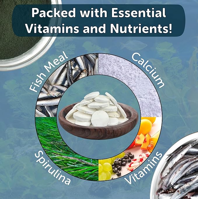 Aquatic Foods Inc. Calcium Feeding Shells, Small & Medium for Shrimp, Snails, Crabs, Crayfish, Plecos, Catfish, All Tropical Fish, 4-Type Wafer & 12-Type Pellet Mix Included 150 Count Canister