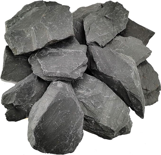 Voulosimi Natural Slate Rocks PH Neutral Stone Perfect Rocks for Aquariums, Landscaping Model,Tank Decoration,Amphibian Enclosures (12 LB, 5-7 inch)