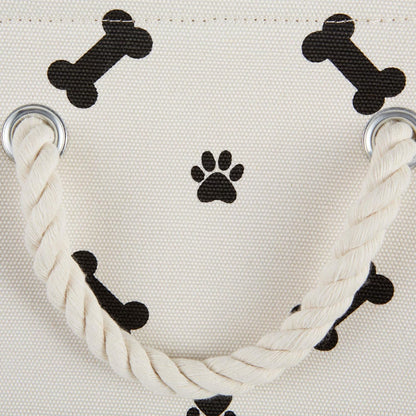 Bone Dry Pet Storage Collection Paw and Bone Print, Medium Round, 12x15x15", Black