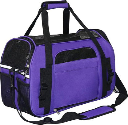 EliteField Soft Sided Pet Carrier (3 Year Warranty, Airline Approved), Multiple Sizes and Colors Available (Medium: 17" L x 9" W x 12" H, Purple)