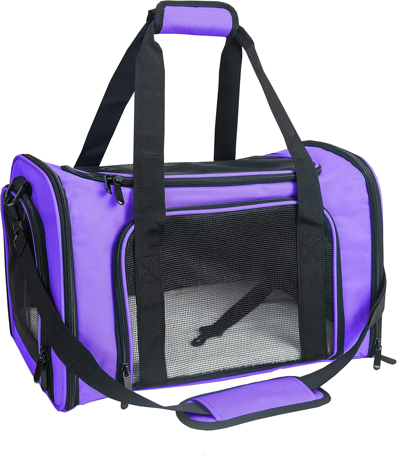 Soft Sided Carrier for Small Medium Cats Dogs,Removable Pad Collapsible Travel Pet Carrier Large Purple
