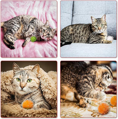 VAPKER 30 Pcs Cat Ball Toys Sparkle Balls Extra Large 2 Inch Cat's Favorite Chase Glitter Ball Glitter Tinsel Pom Poms Balls Yellow Color