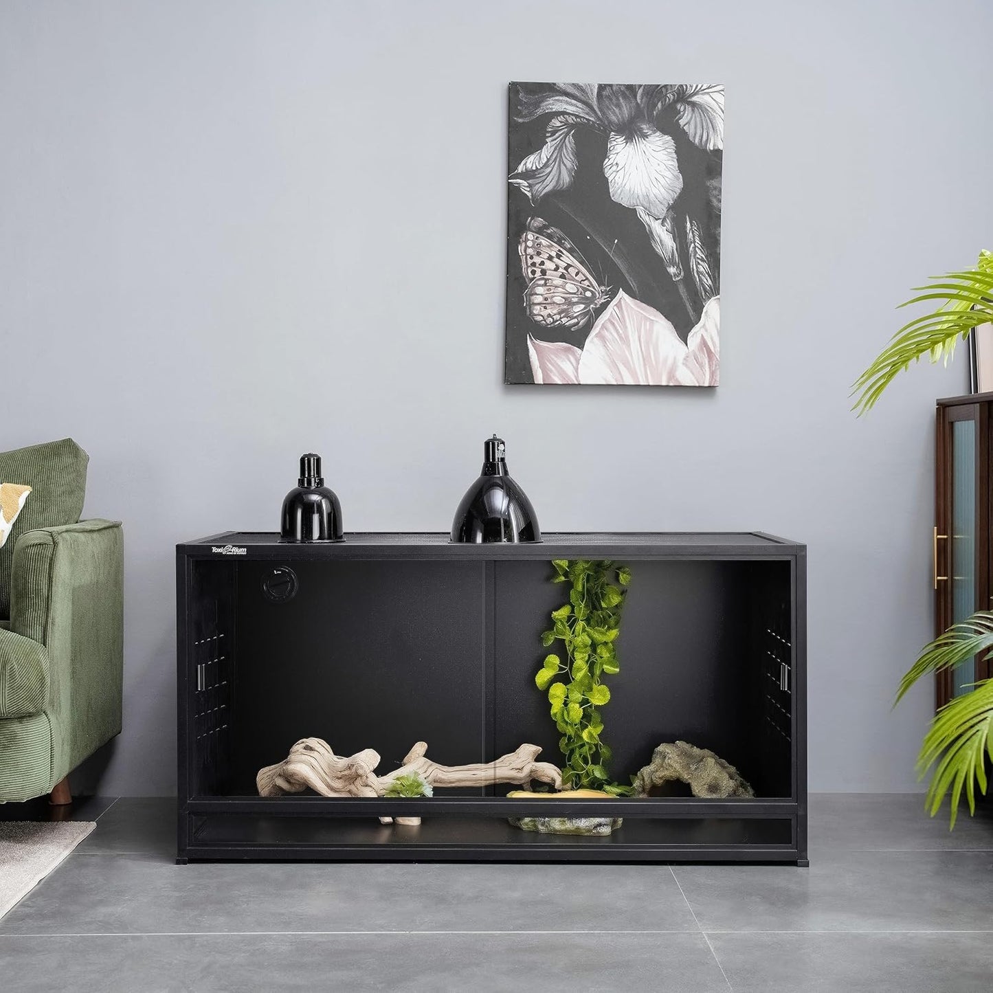 Reptile Terrarium 40''x16''x16'' ToxiRium Large PVC Reptile Enclosure 44 Gallons for Bearded Dragon Gecko Lizard Snake, Wide Breeding Vivarium Area with Sliding Doors Lock