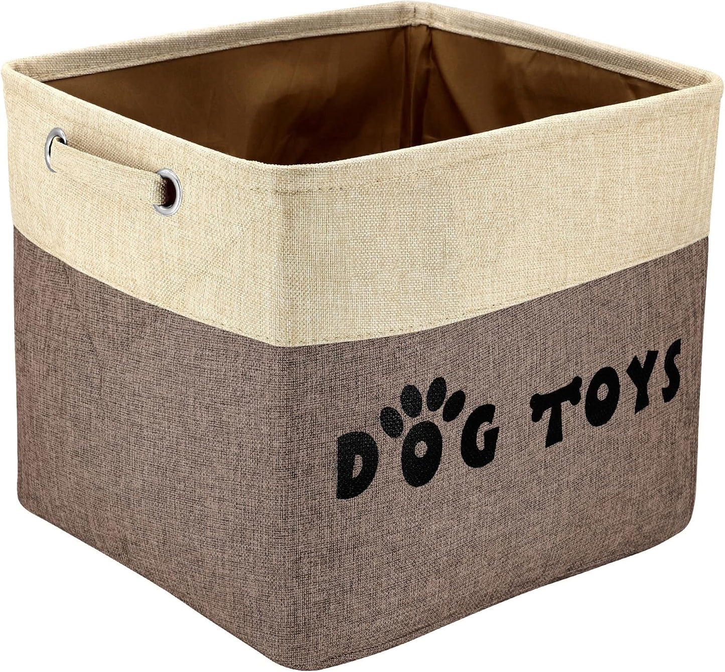 PET ARTIST Large Dog Toy Basket Bin - Rectangular Storage Box Chest Organizer for Dog Toys,Coats,Clothing,Apparel & Accessories & Blanket,Brown,15"x13"x12"