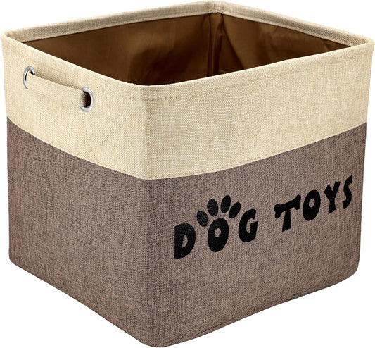 PET ARTIST Large Dog Toy Basket Bin - Rectangular Storage Box Chest Organizer for Dog Toys,Coats,Clothing,Apparel & Accessories & Blanket,Brown,15"x13"x12"