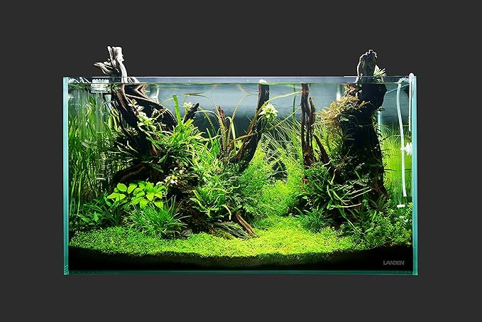 LANDEN 90P 44 Gallon Rimless Low Iron Aquarium Tank, W35.4 x D17.7 × H17.7in (90cm x 45cm x 45cm) 10mm Thickness with Black Nano Foam Leveling mat Included
