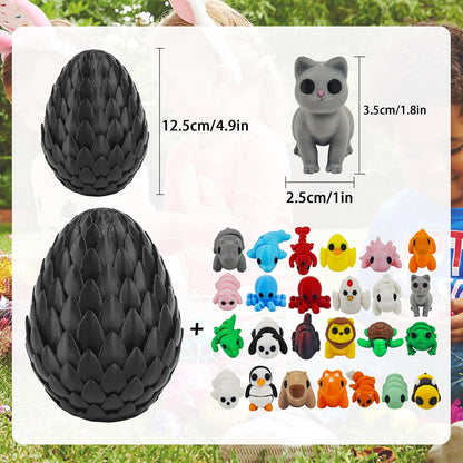 Mini 3D Printed Animal Figurines Set,Articulated, Flexible, and Exquisitely Cute (Animal C)