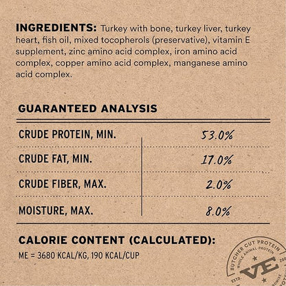 Vital Essentials Freeze-Dried Raw Turkey Meal or Mixer Cat Food Crunchy Nibs, 8 oz