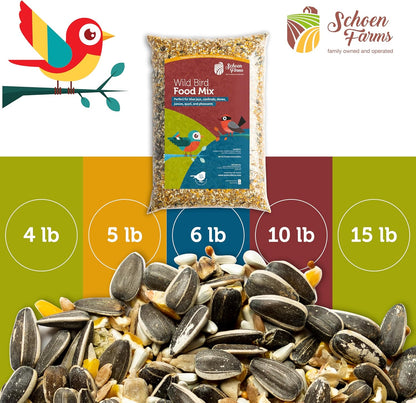 Gourmet Wild Bird Food Mix (10 LBS) Blend for Cardinals, Chickadees, Nuthatches, Woodpeckers and Songbirds