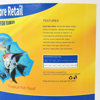 Color Enhancing Tropical Fish Food Flakes - 2.5lb Bulk Fish Food| Veteran Owned - Suitable for all Freshwater, Marine, Pond, And Goldfish | Nutritious Diet with Shrimp, Plankton, and Spirulina