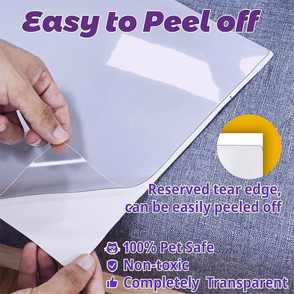 Anti-Cat Scratch Furniture Protector-12-Pack –Single-Sided, Heavy-Duty Self-Adhesive Tape, No-Residue for Couch, Doors & Walls - with 52 Twist Pins