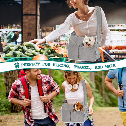 PetAmi Small Dog Sling Carrier, Soft-Sided Crossbody Puppy Carrying Purse Bag, Adjustable Sling Pet Pouch to Wear Medium Cat Travel, Dog Bag for Traveling, Poop Bag Dispenser, Max 10 lbs, Stripe Black