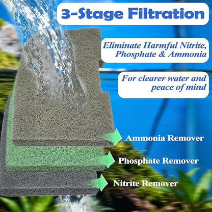 NewKe 52 Pack Filter Media Kit for Fluval 406/407 Canister Filters, Replacement Bio Foam, Nitrite/Phosphate/Ammonia Remover, Carbon, Ceramic Rings